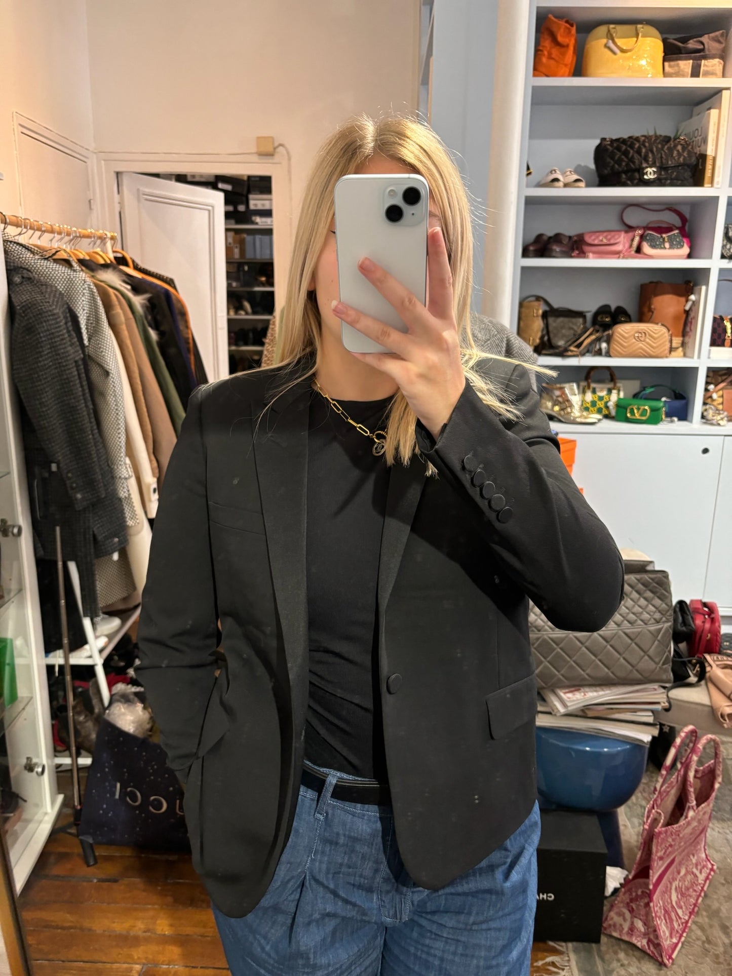 Veste smocking Saint Laurent noir T.38