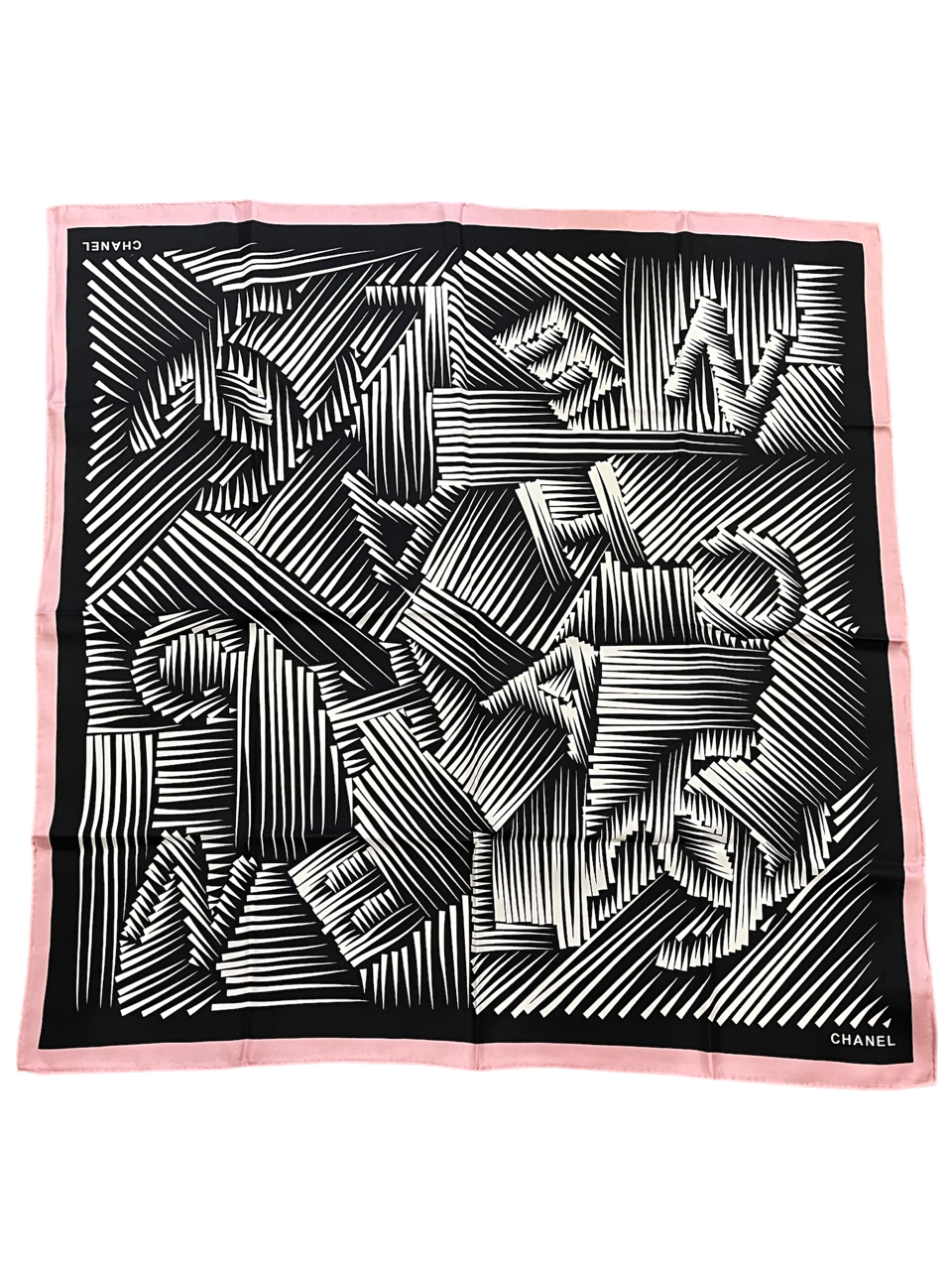 Foulard Chanel noir et rose