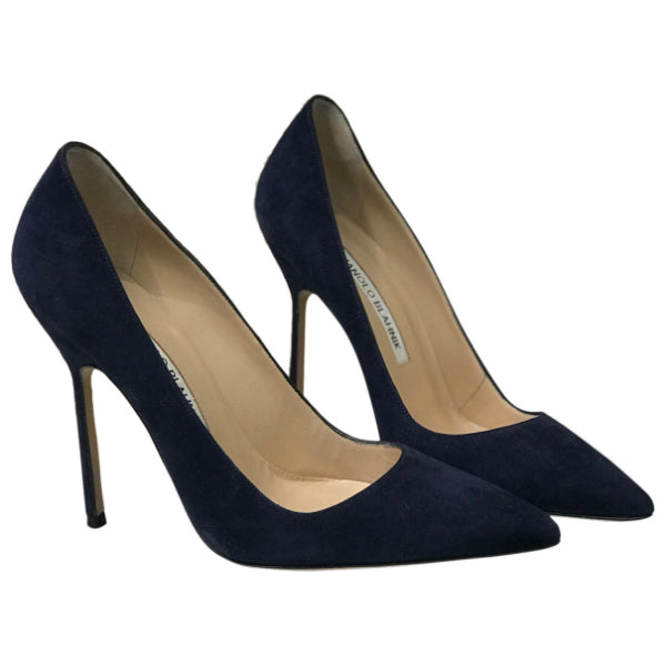 Escarpins Manolo Blahnik bleu marine T.35