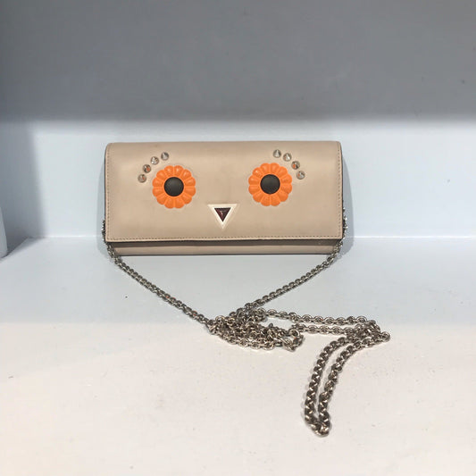 Sac portefeuille Fendi en cuir beige