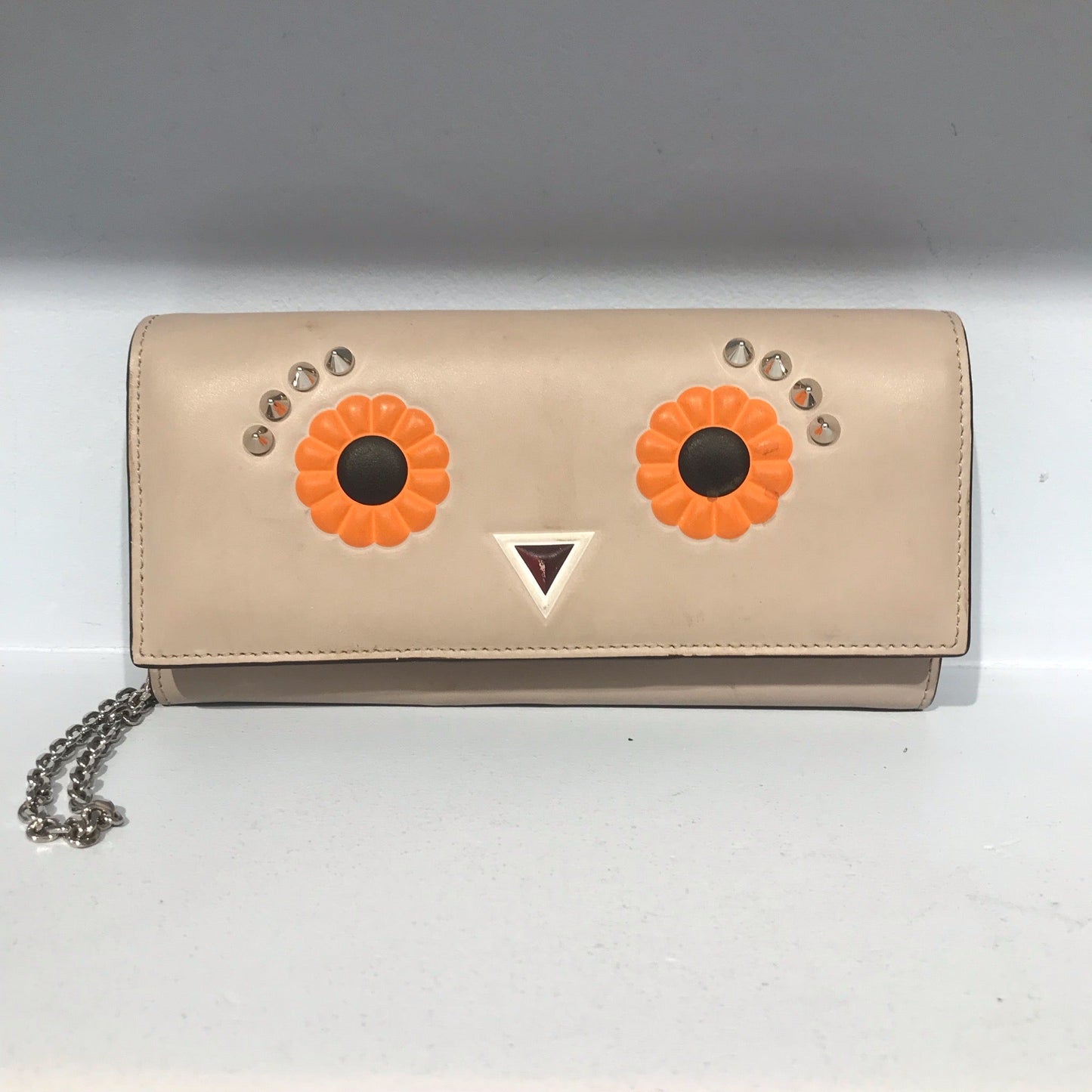 Sac portefeuille Fendi en cuir beige