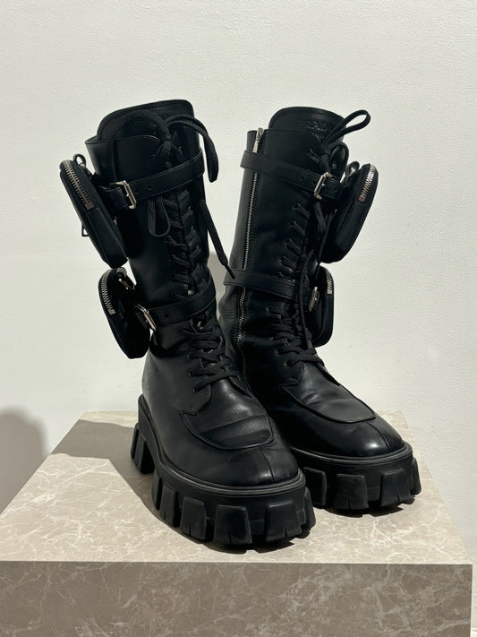 Bottes Prada Monolith noires T.41,5