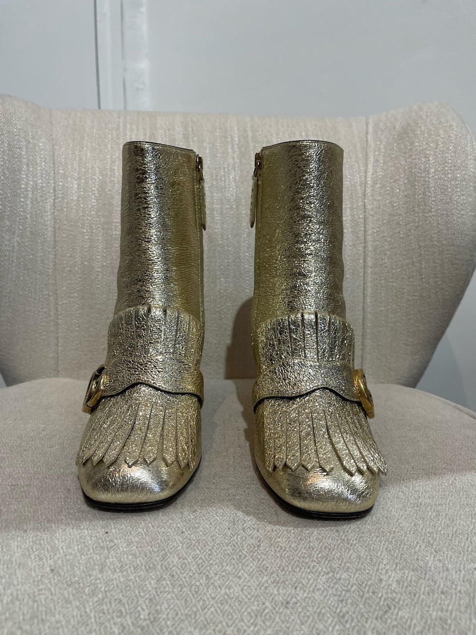 Boots Gucci Marmont dorées T.37
