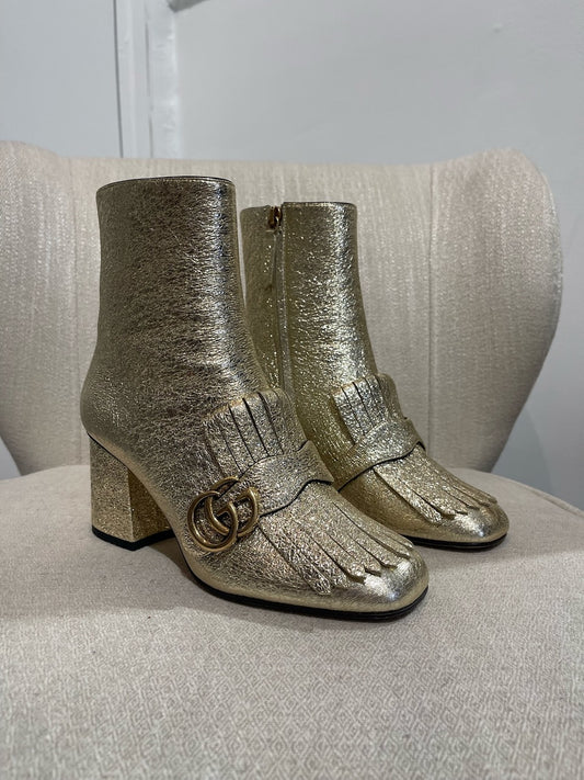 Boots Gucci Marmont dorées T.37