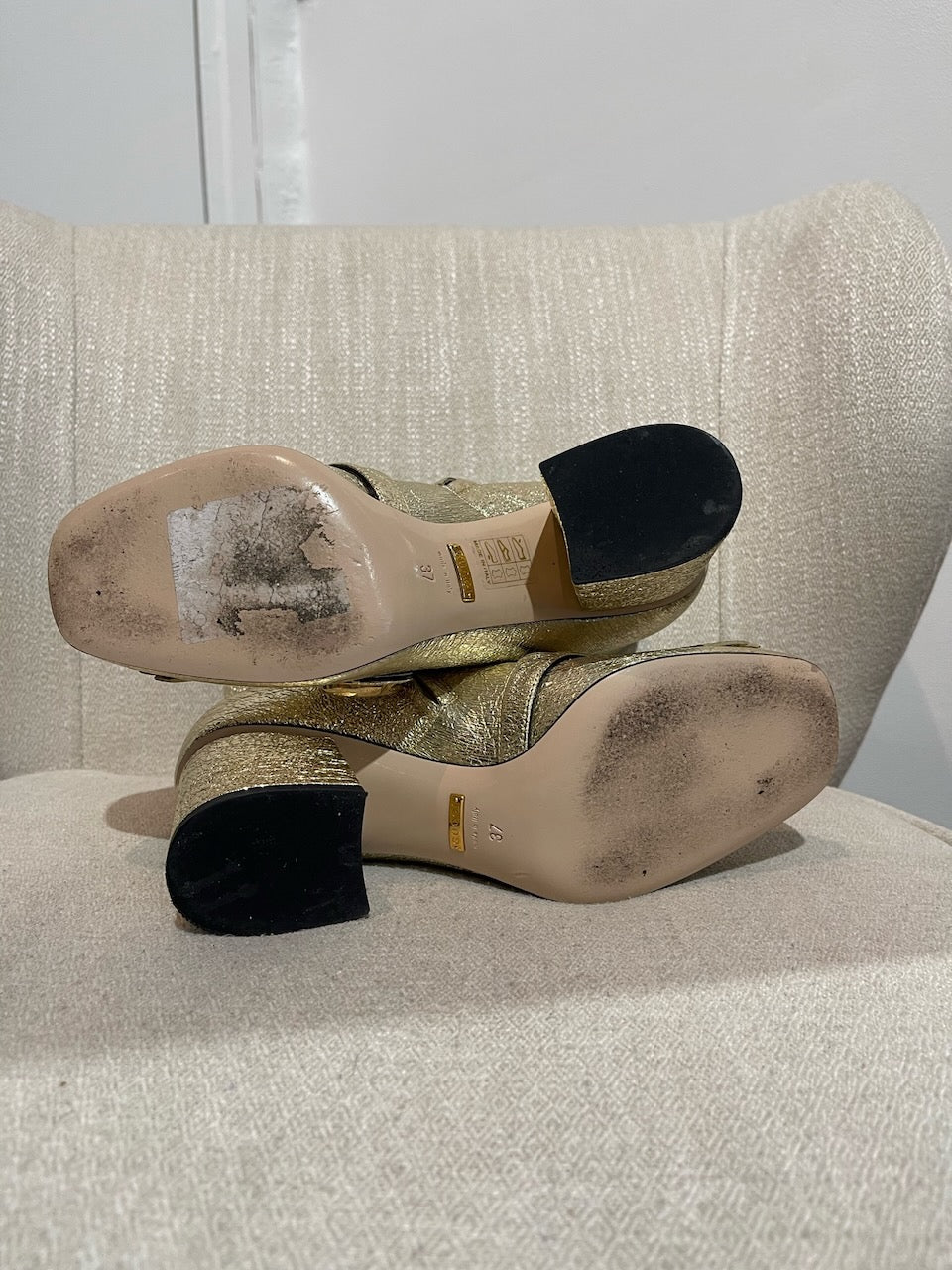 Boots Gucci Marmont dorées T.37