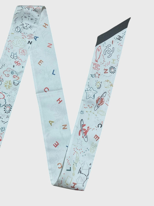 Foulard slim Chanel blanc multicolore