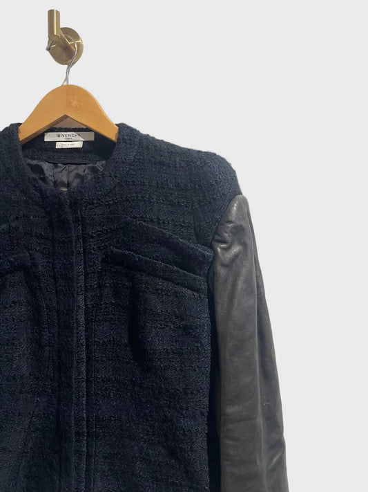 Veste Givenchy tweed et cuir T.40