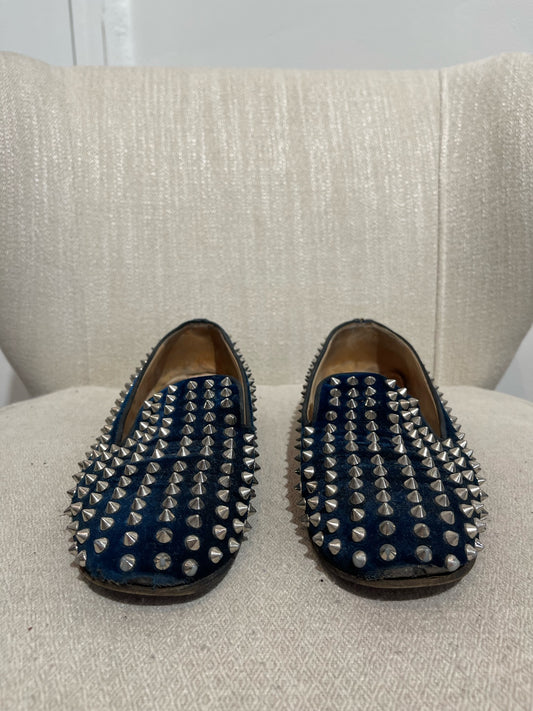 Mocassins Christian Louboutin bleus T.38,5
