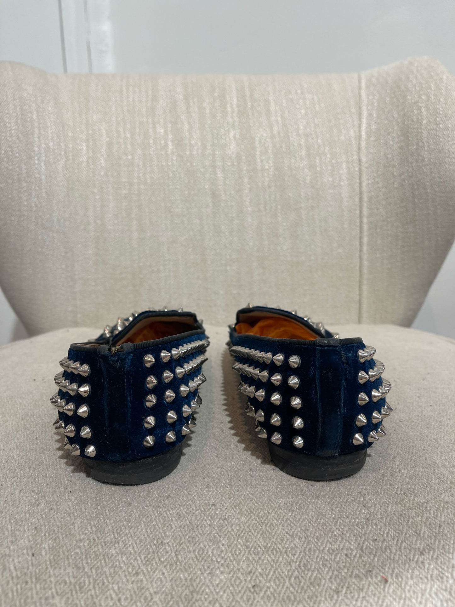 Mocassins Christian Louboutin bleus T.38,5