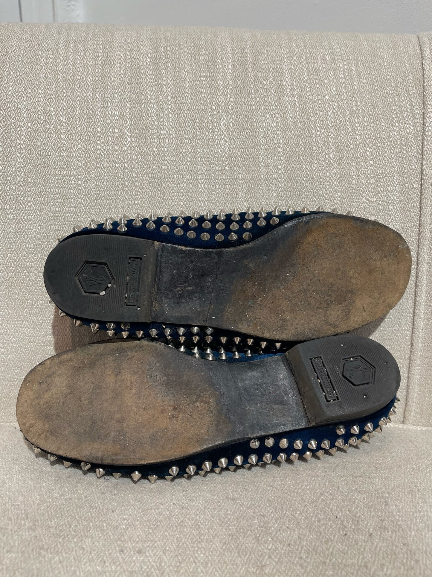 Mocassins Christian Louboutin bleus T.38,5