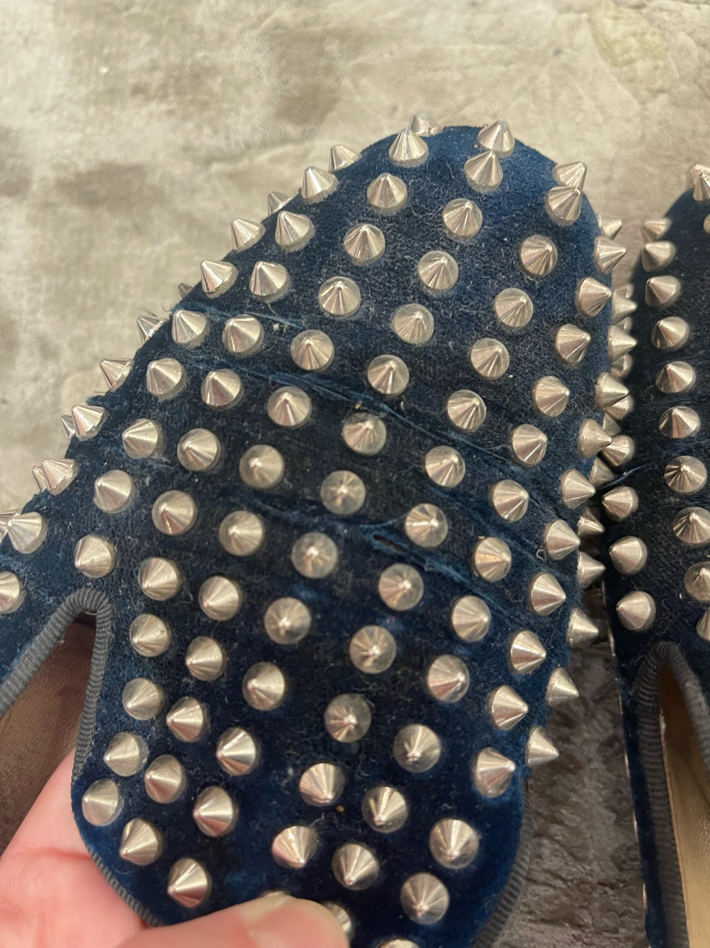 Mocassins Christian Louboutin bleus T.38,5