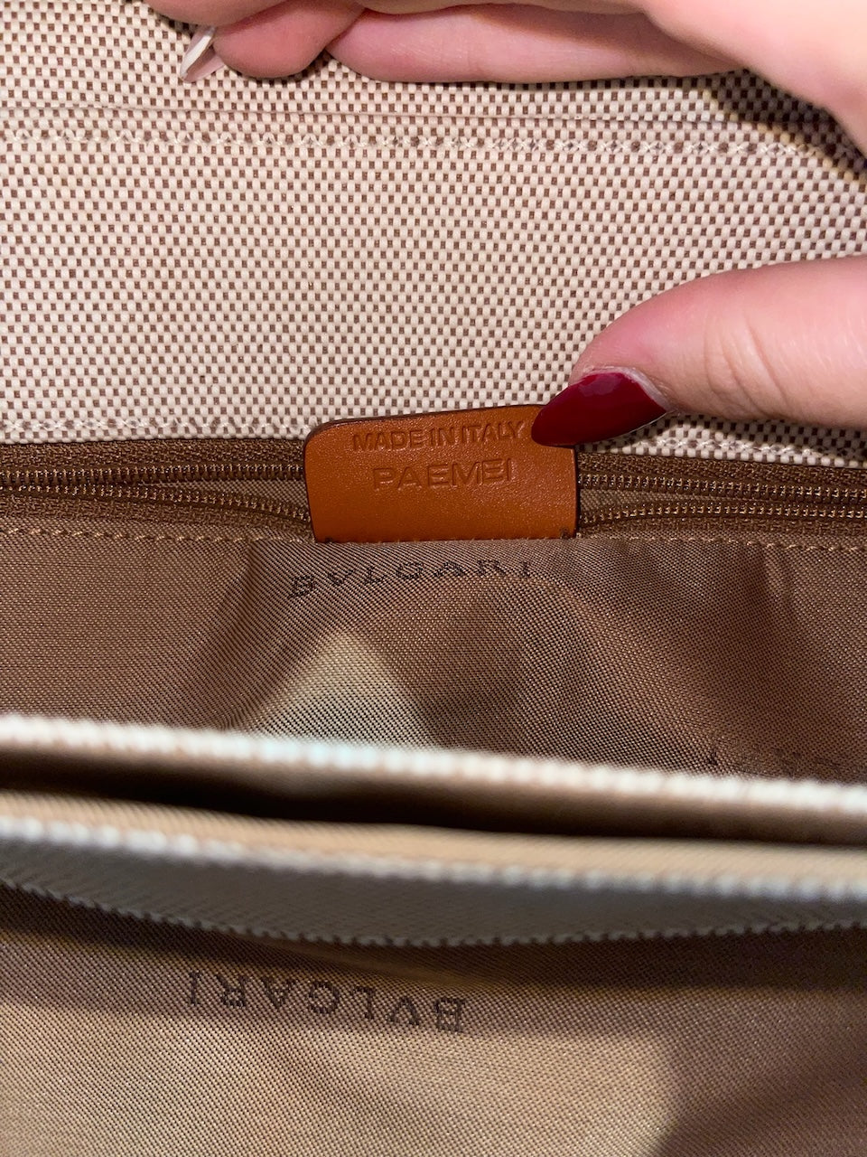 Sac Bulgari toile beige