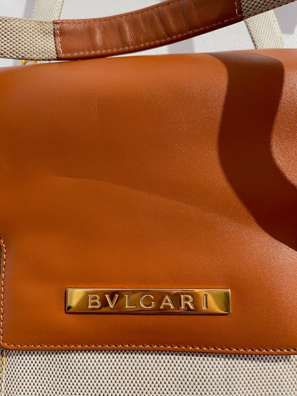 Sac Bulgari toile beige