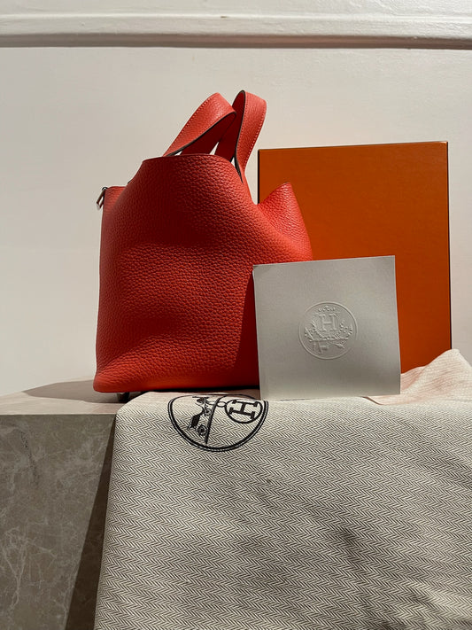 Sac Hermès Picotin 18 coquelicot