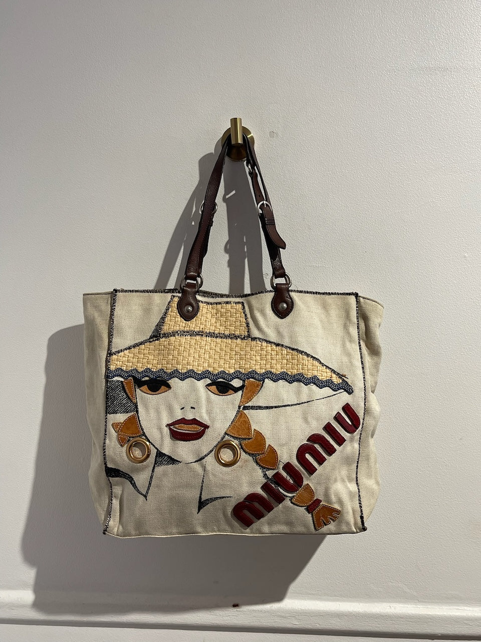 Sac Miu Miu toile beige