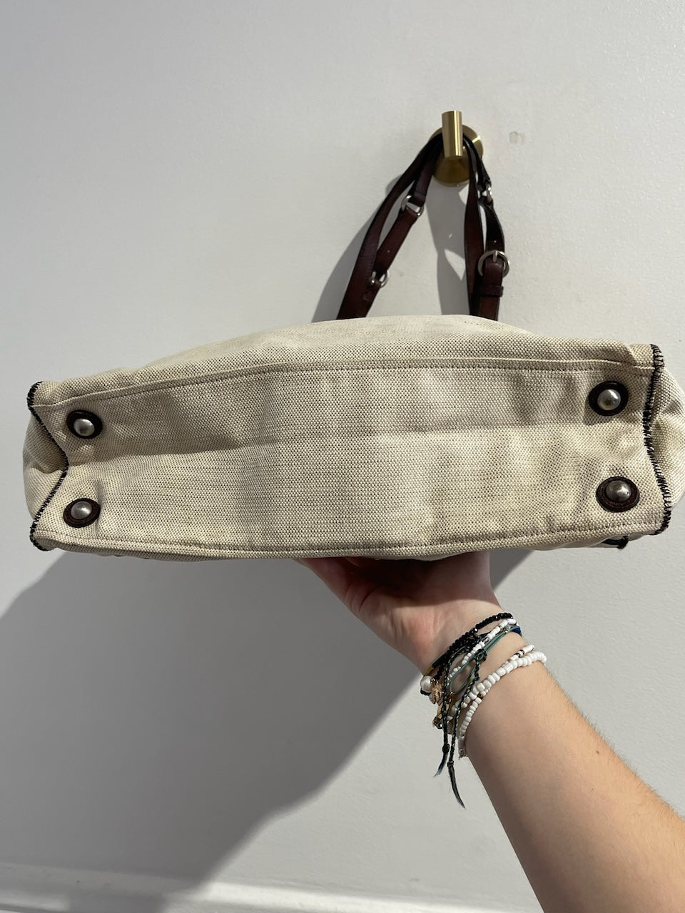 Sac Miu Miu toile beige