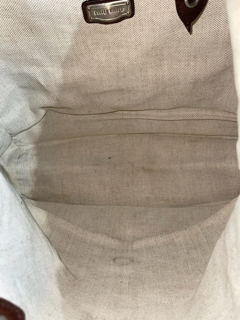 Sac Miu Miu toile beige