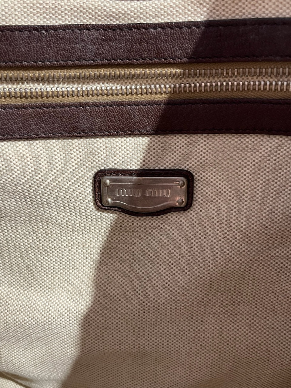 Sac Miu Miu toile beige