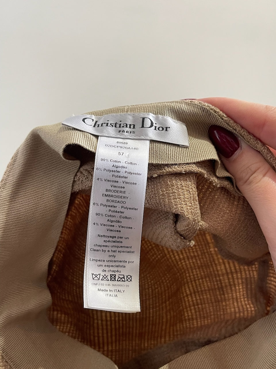 Casquette Dior beige T.57