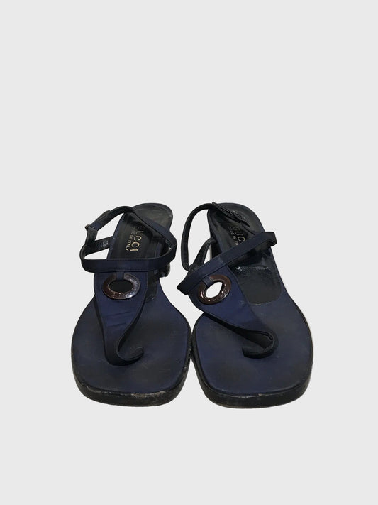 Sandales Gucci bleu marine T.38,5