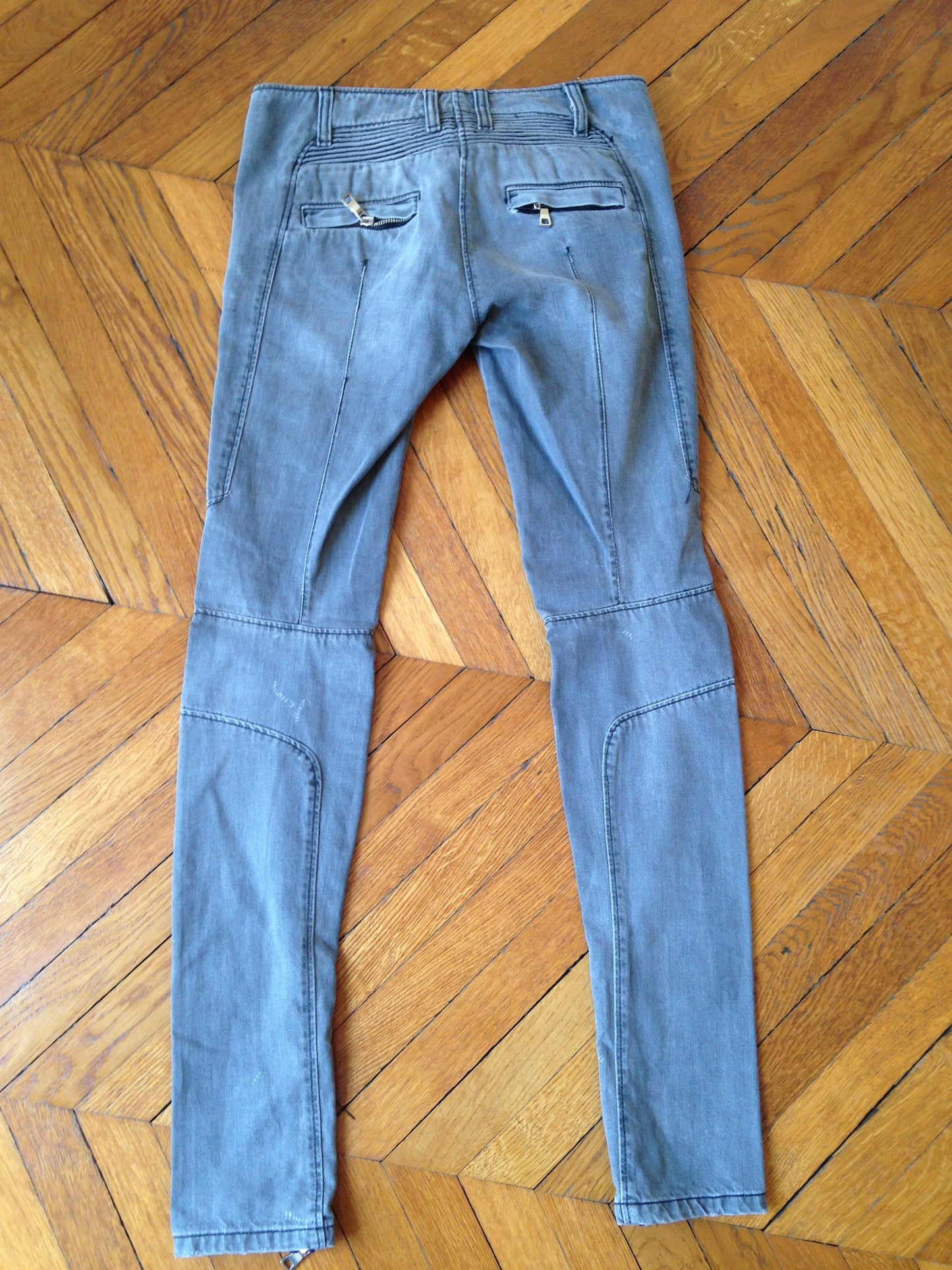 Jeans Biker Balmain Gris T.36