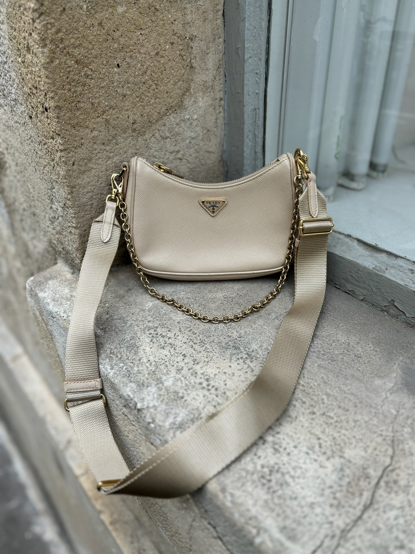 Sac Prada Beige Re-Edition
