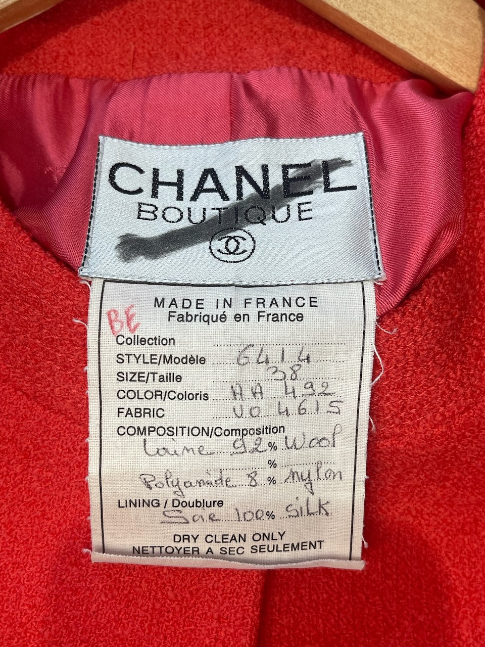 Veste Chanel corail T.38