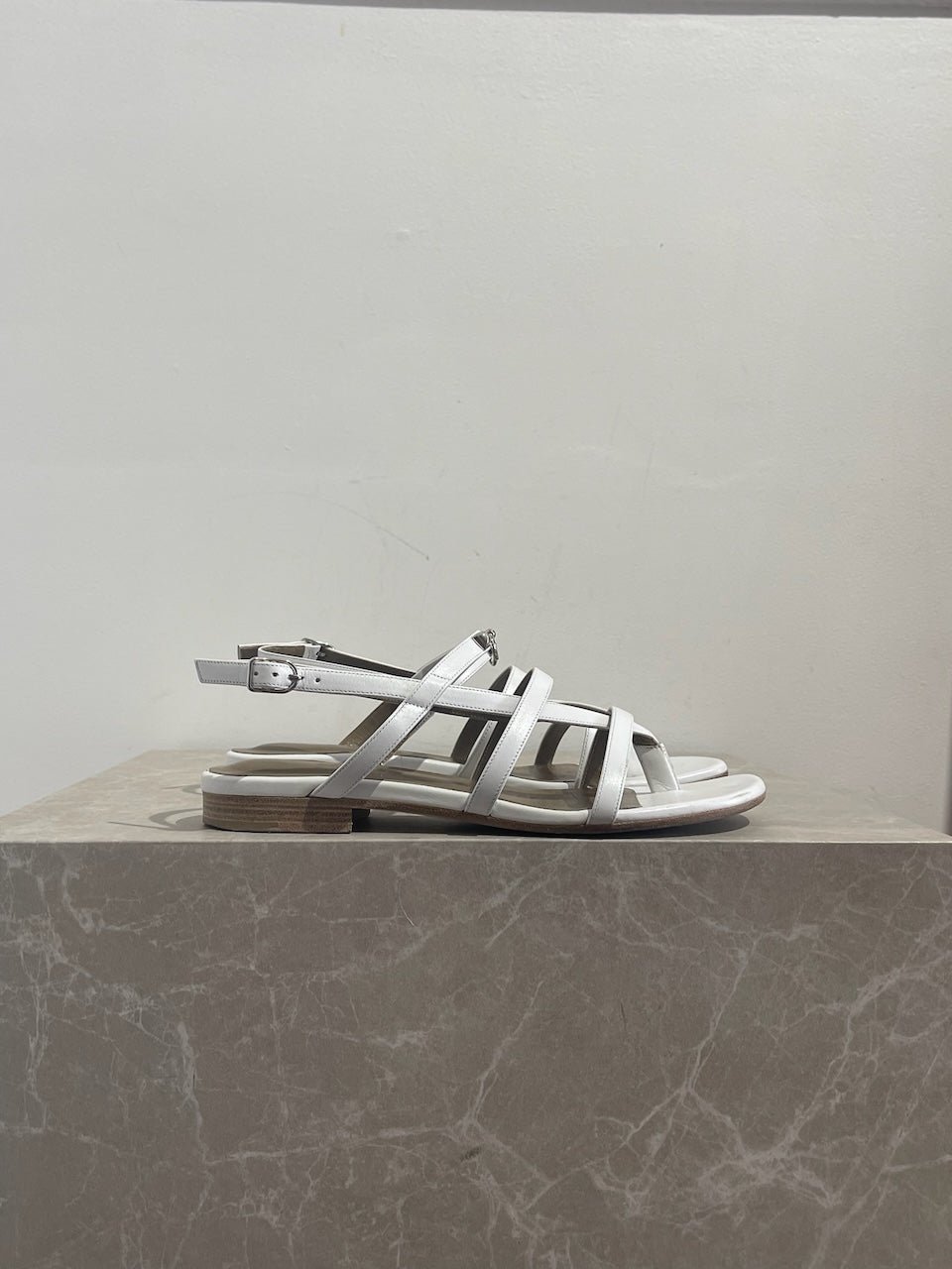 Sandales Hermes Aphrodite blanches T.37,5