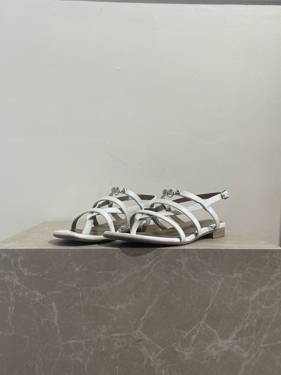 Sandales Hermes Aphrodite blanches T.37,5