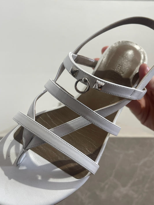 Sandales Hermes Aphrodite blanches T.37,5