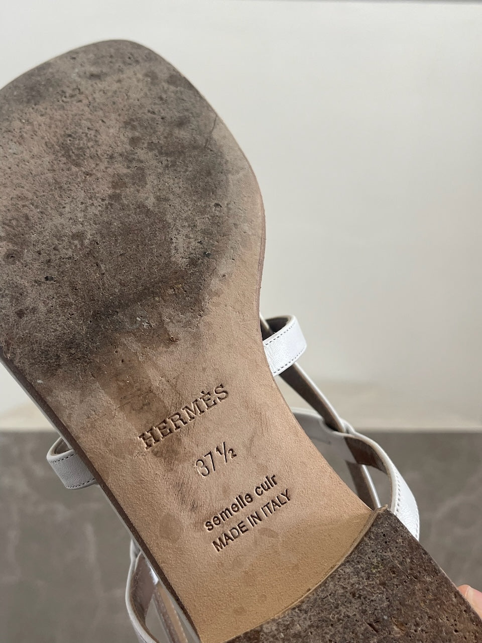 Sandales Hermes Aphrodite blanches T.37,5