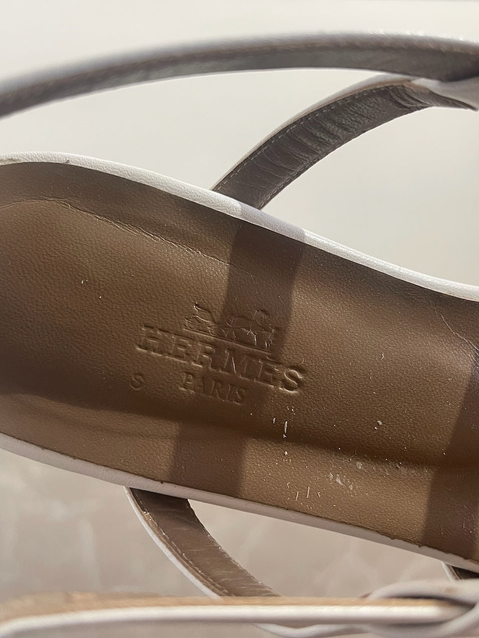 Sandales Hermes Aphrodite blanches T.37,5