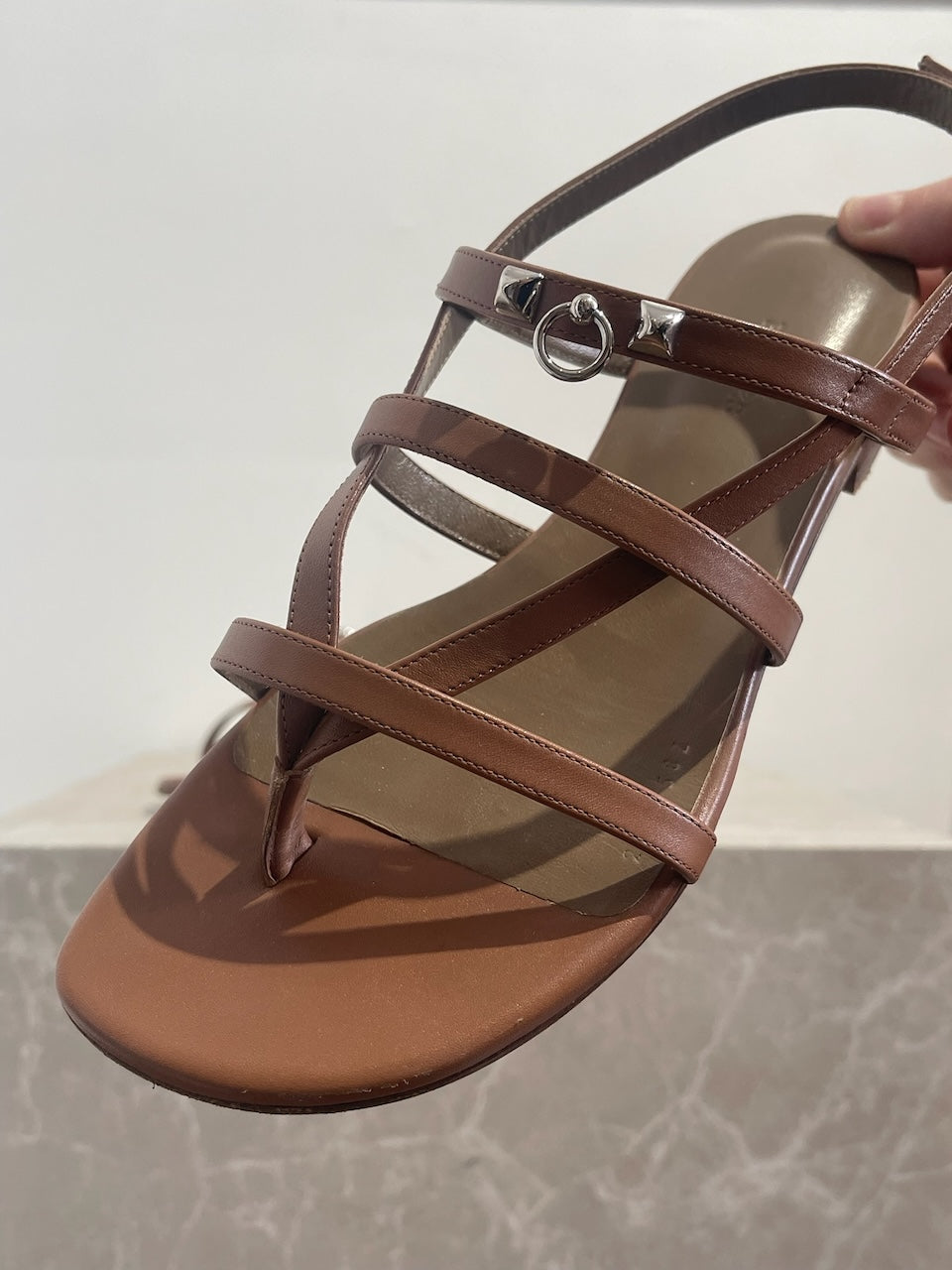 Sandales Hermes Aphrodite camel T.38