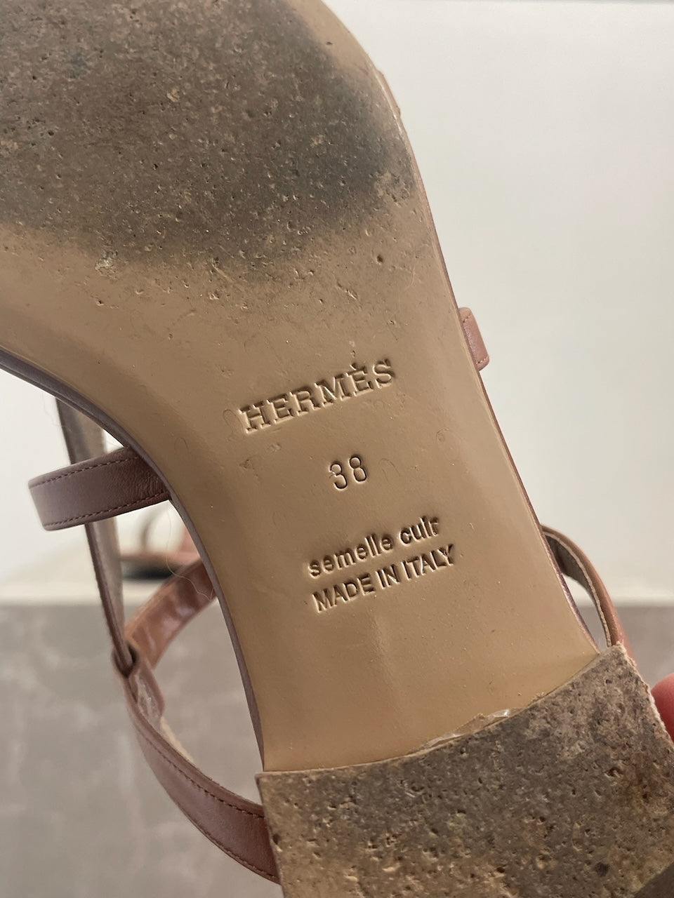 Sandales Hermes Aphrodite camel T.38