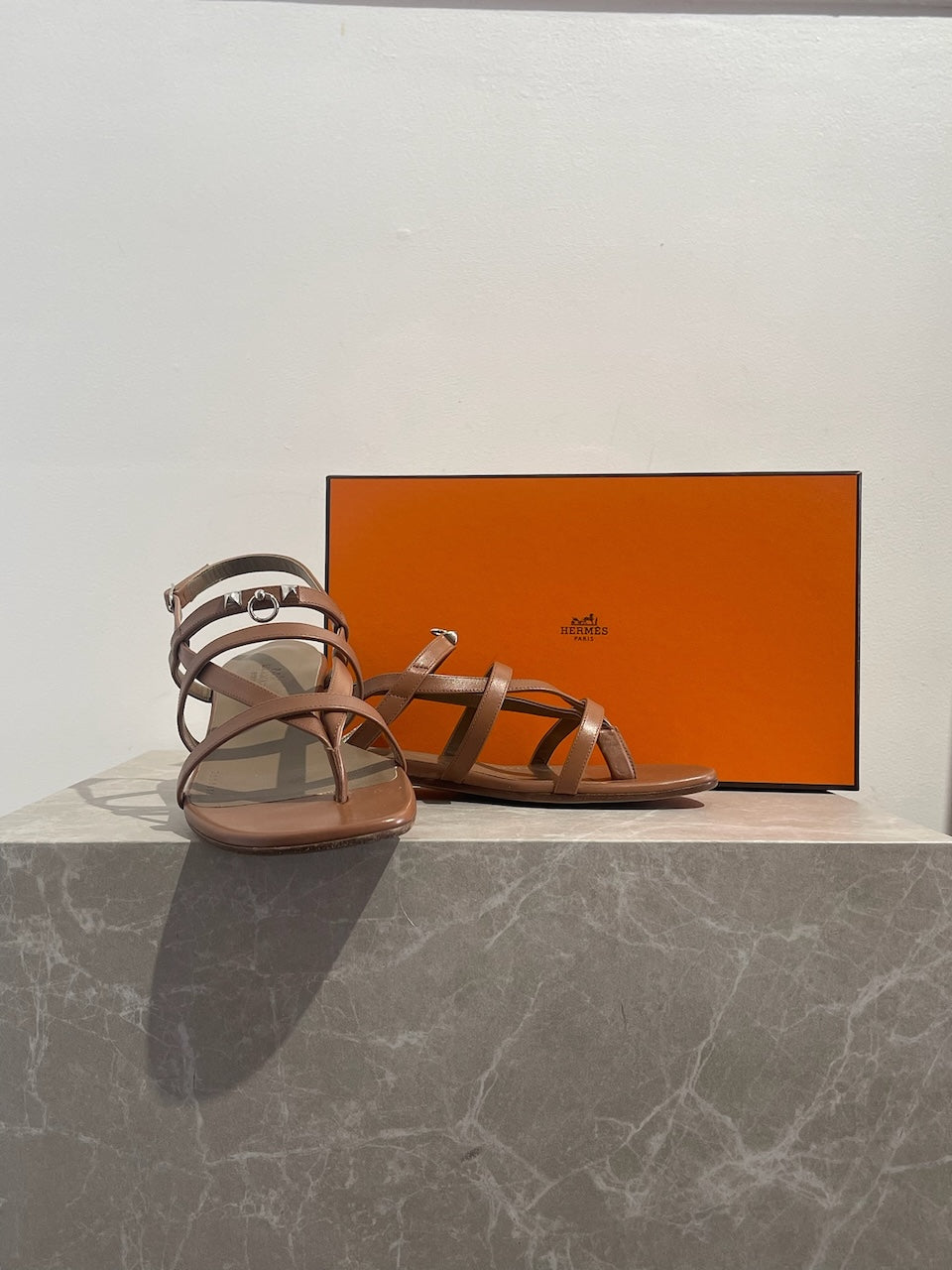 Sandales Hermes Aphrodite camel T.38