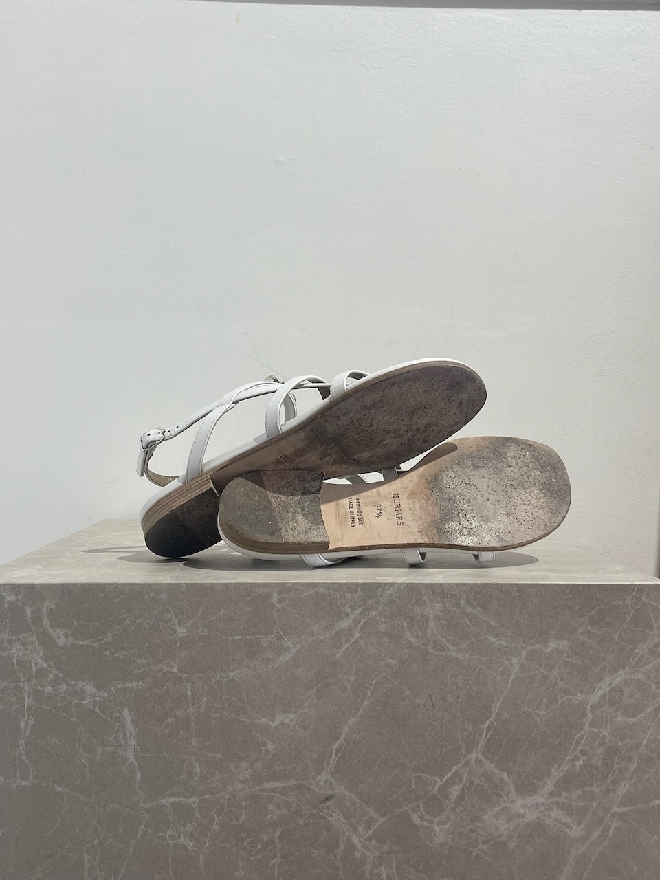 Sandales Hermes Aphrodite blanches T.37,5
