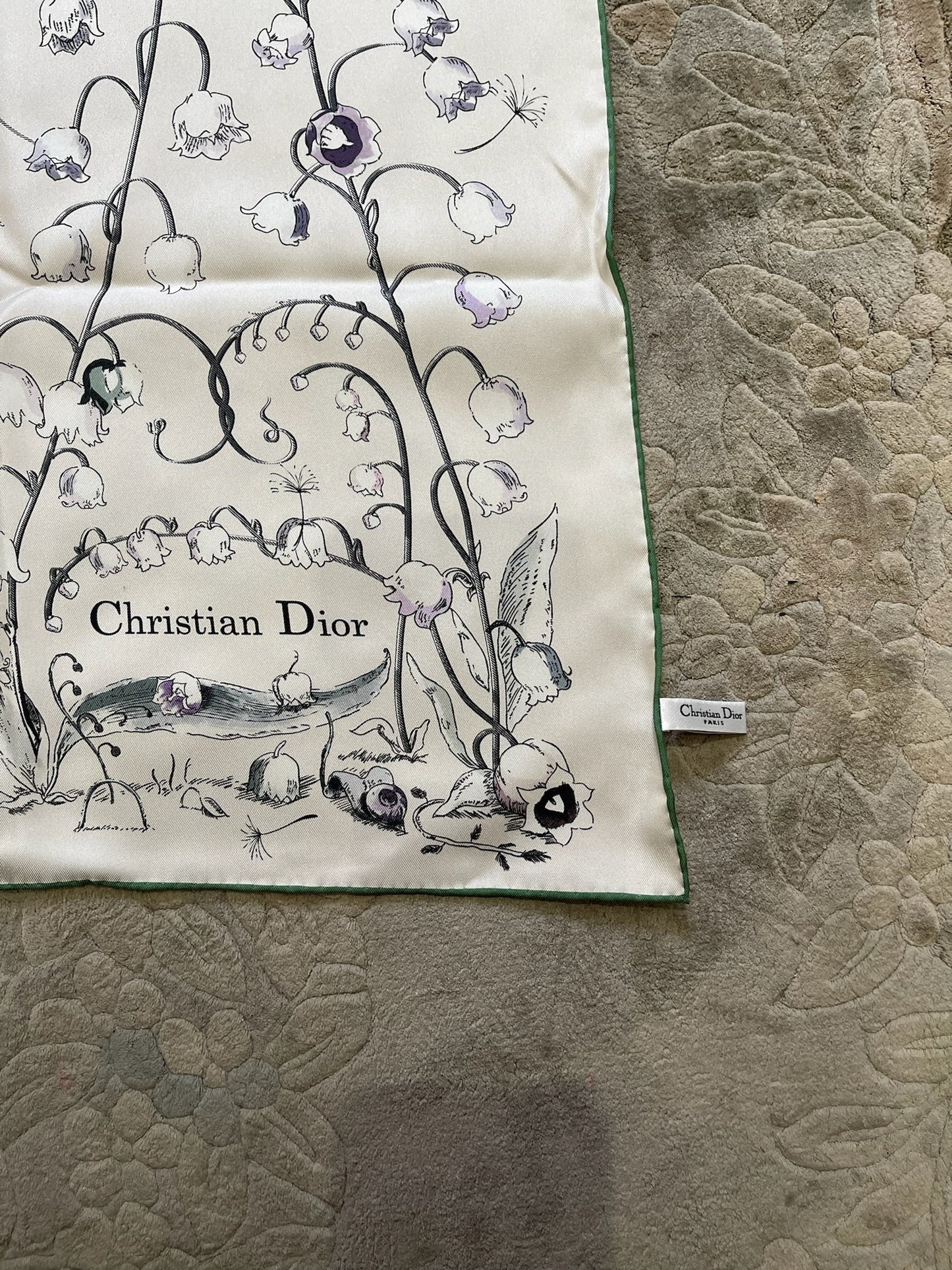 Foulard Dior blanc à fleurs