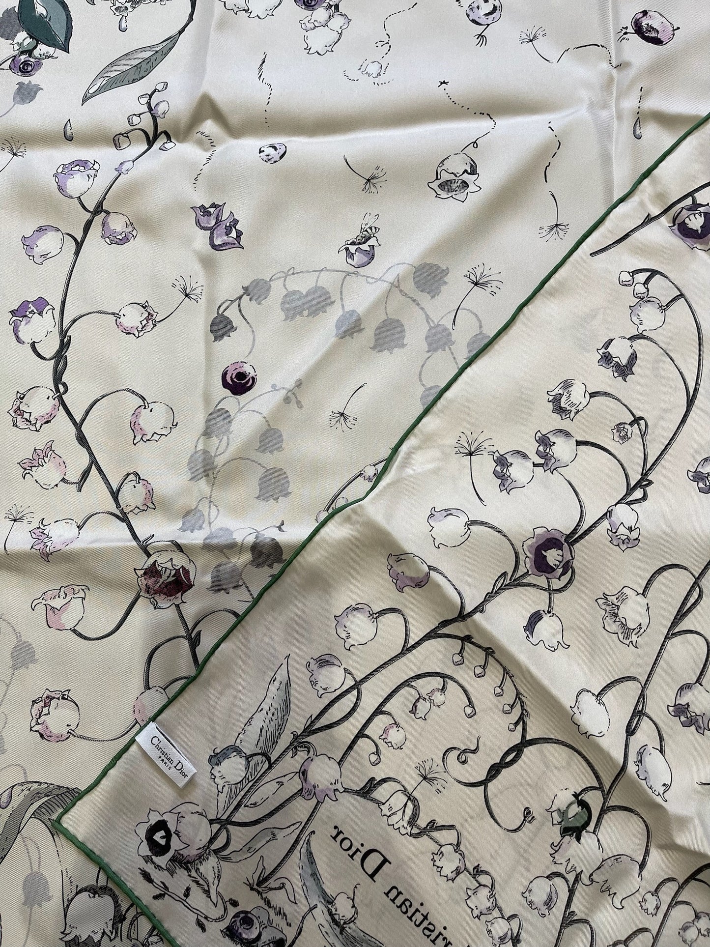 Foulard Dior blanc à fleurs