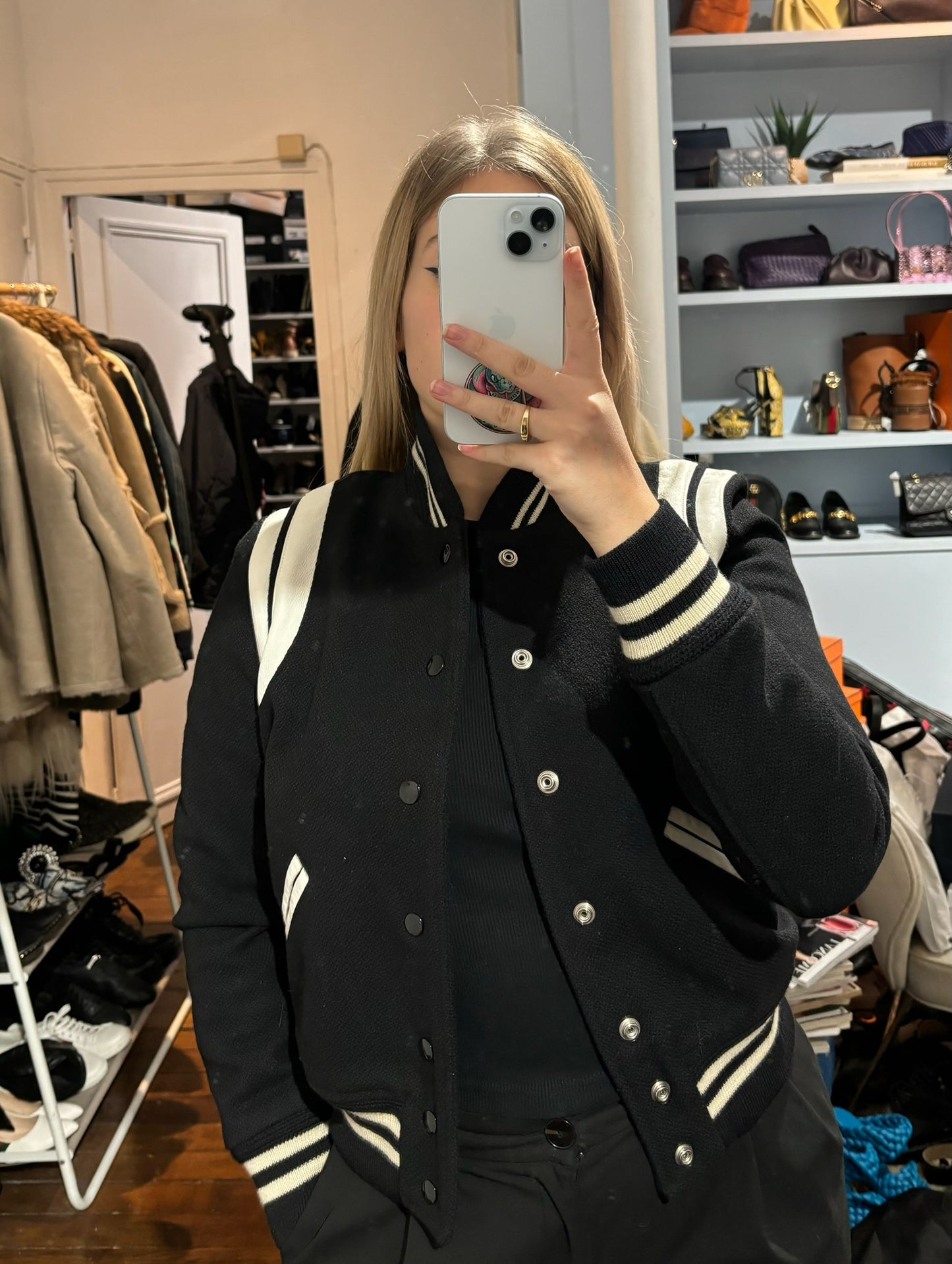 Veste Saint Laurent teddy noir T.36