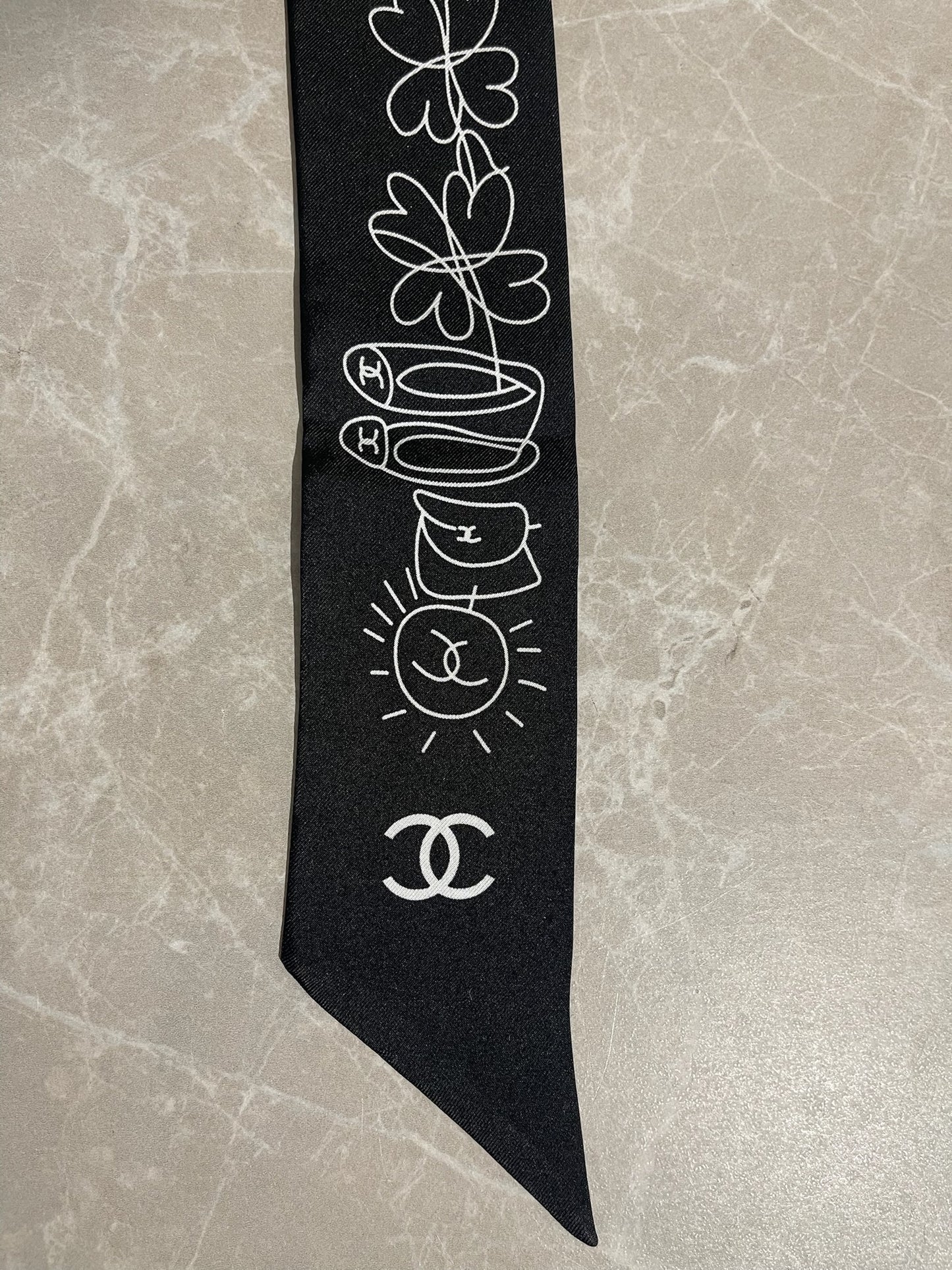 Foulard slim bandeau Chanel noir