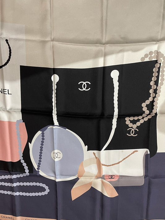 Foulard Chanel Blanc/Rose