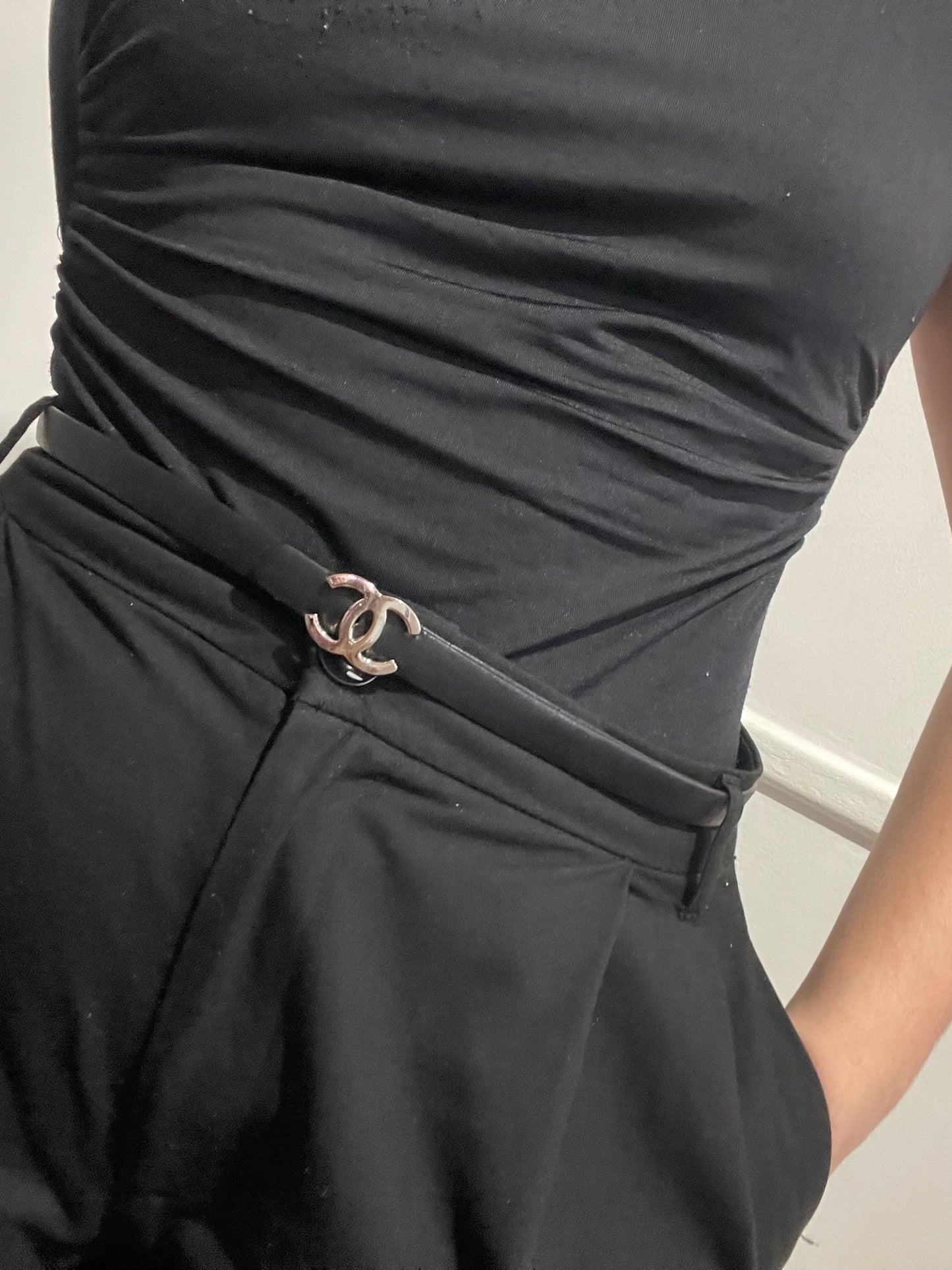 Ceinture Chanel noire CC T.80