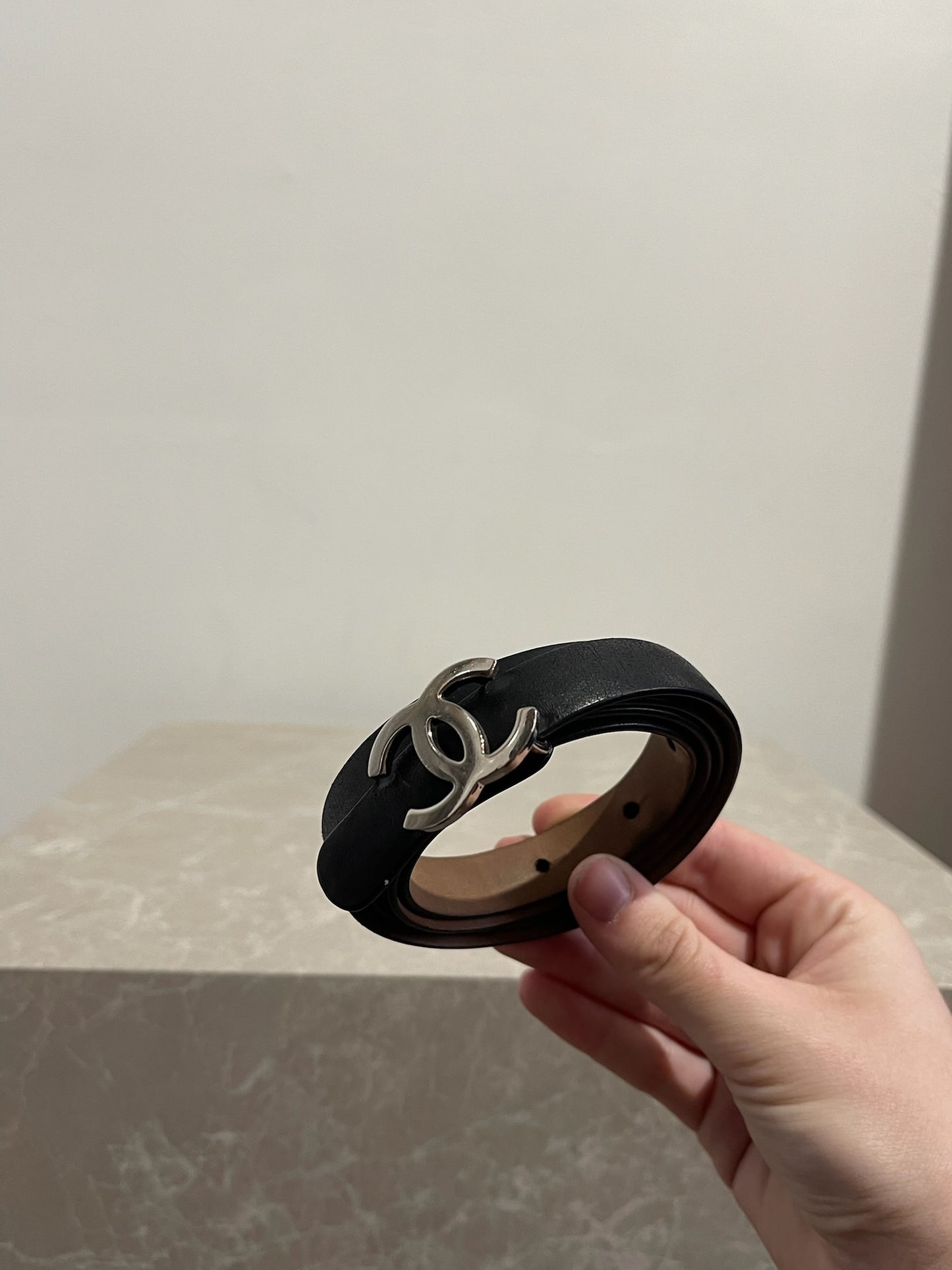 Ceinture Chanel noire CC T.80