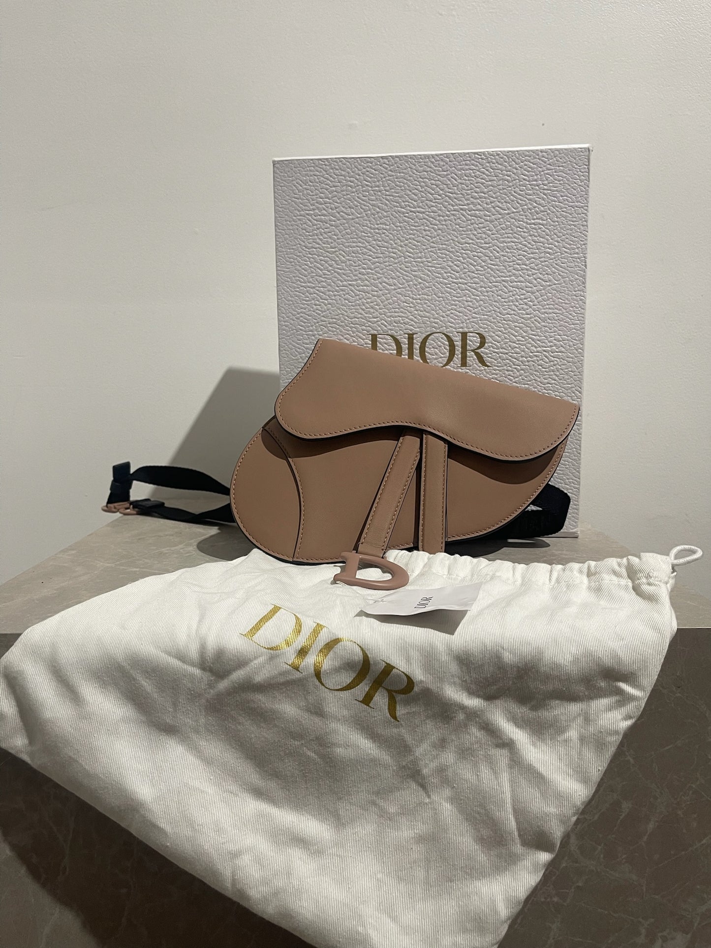 Sac Dior Saddle Belt beige