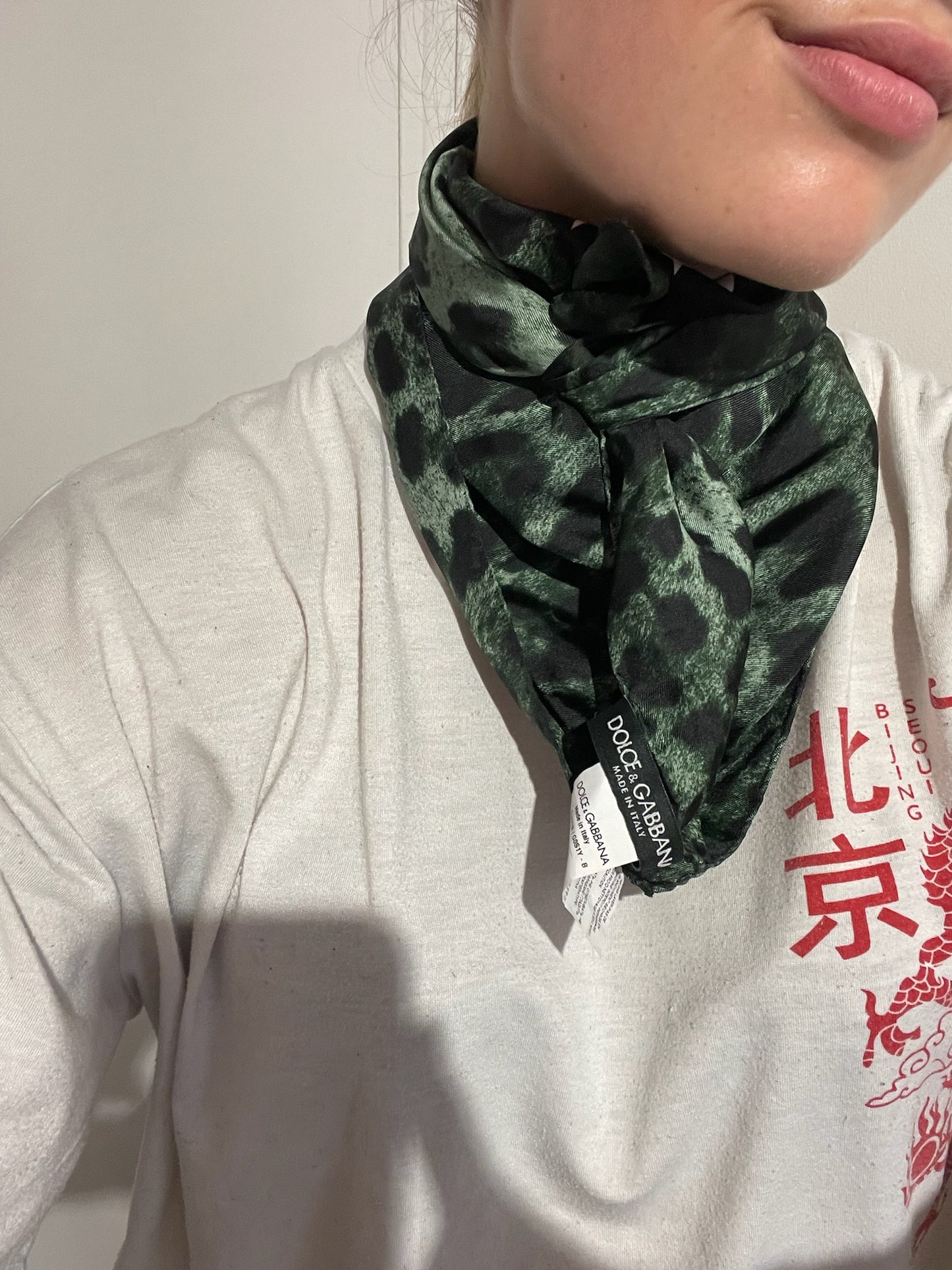 Foulard Dolce & Gabbana léopard vert