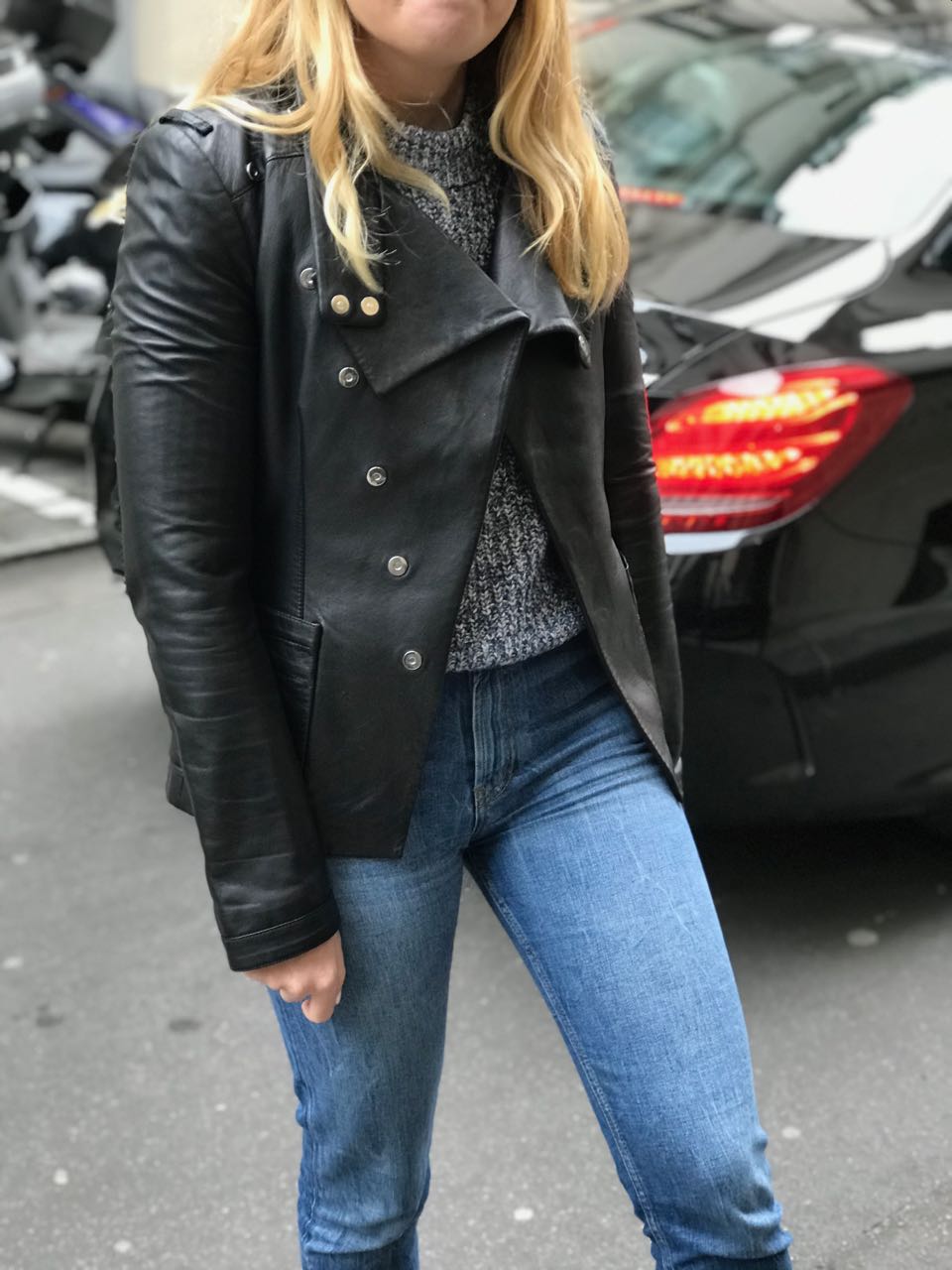 Veste en cuir Balenciaga noire T.40
