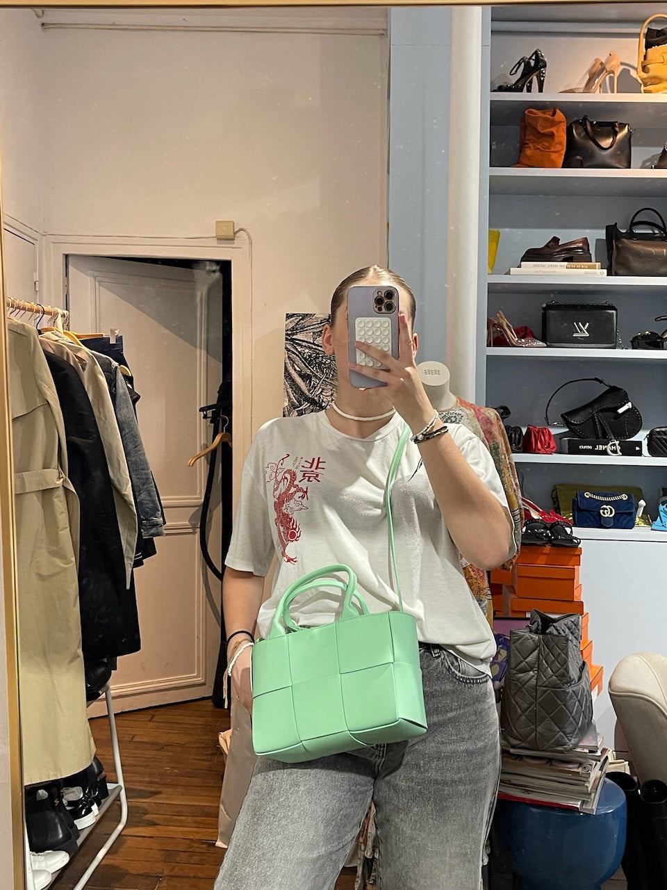 Sac Bottega Veneta Arco mini vert