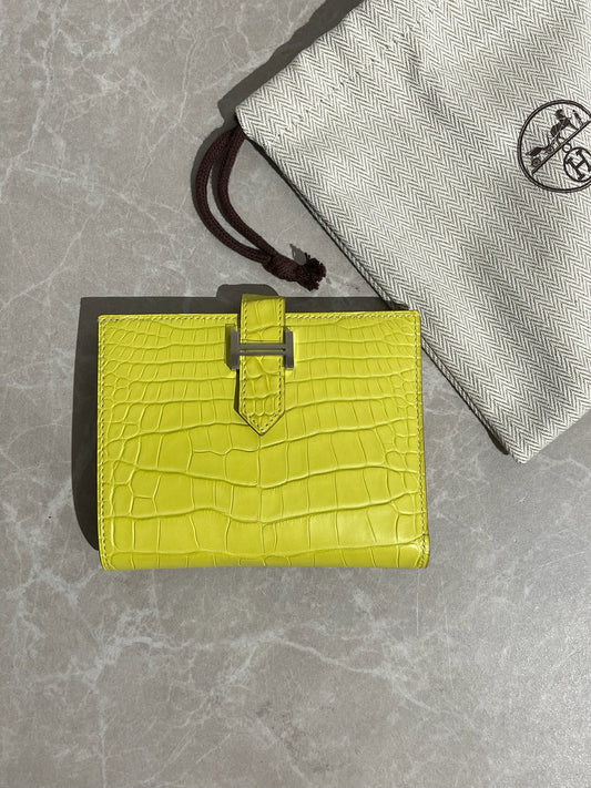 Portefeuille Hermès Béarn jaune