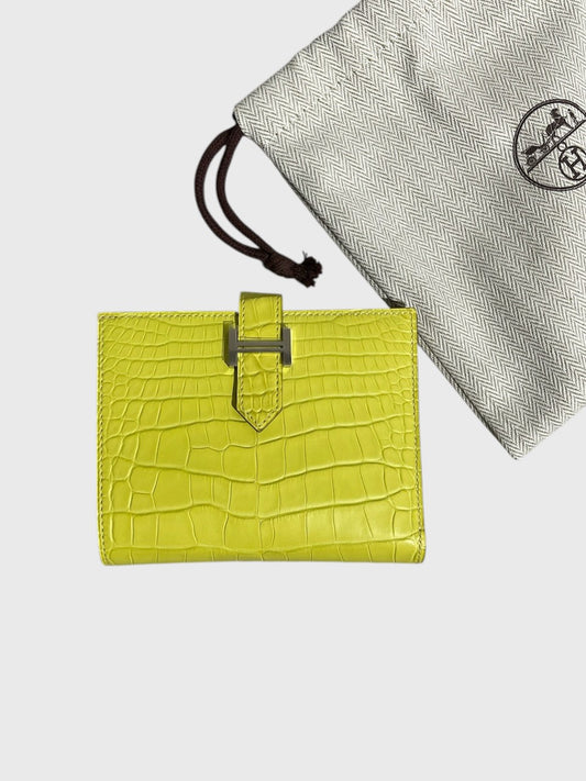 Portefeuille Hermès Béarn jaune