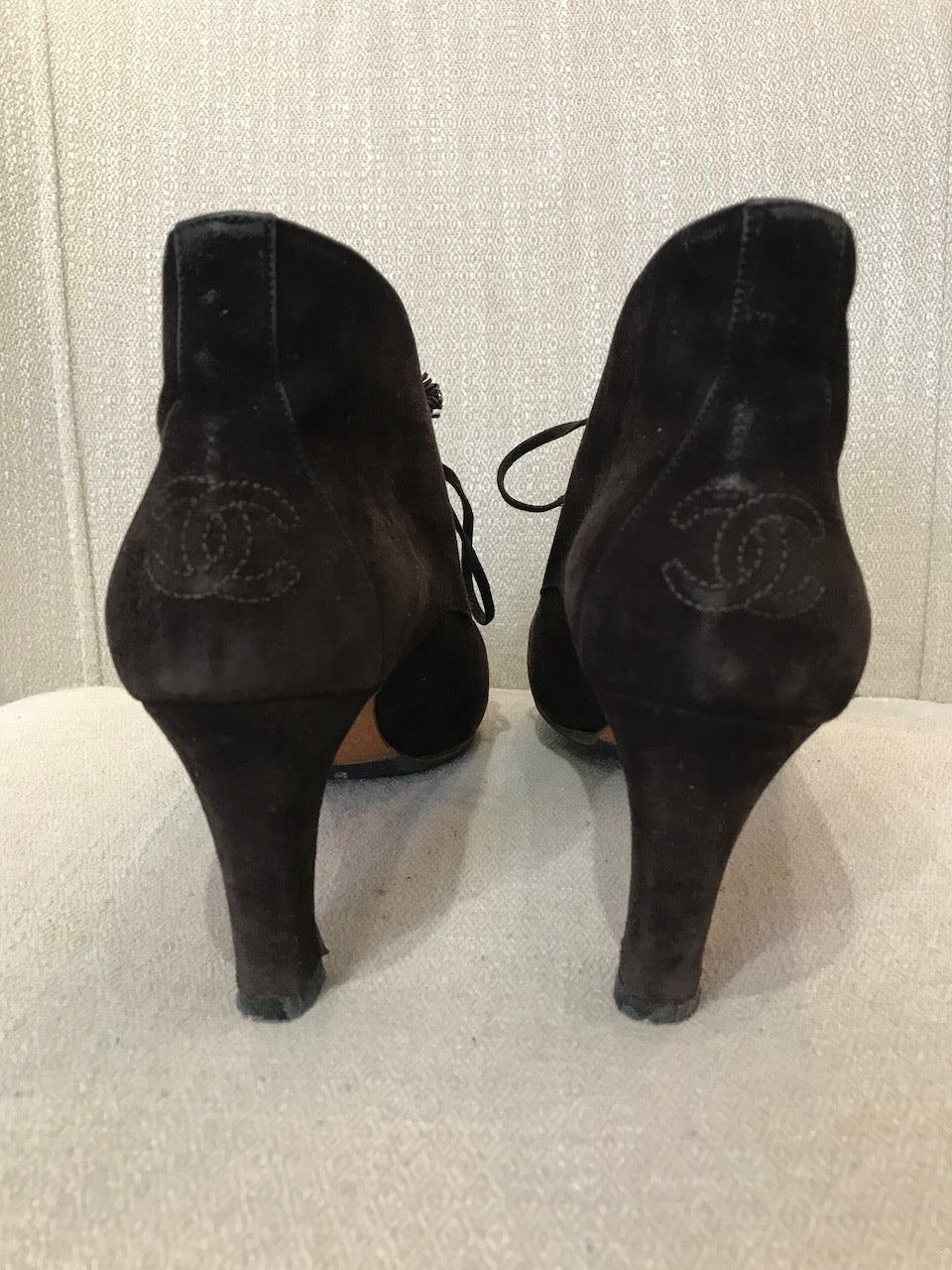 Boots Chanel marrons T.37,5